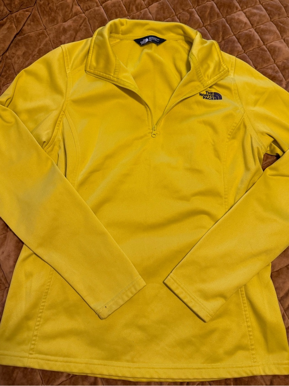 The North Face Women's Yellow 1/4 Zip athletic  Pullover